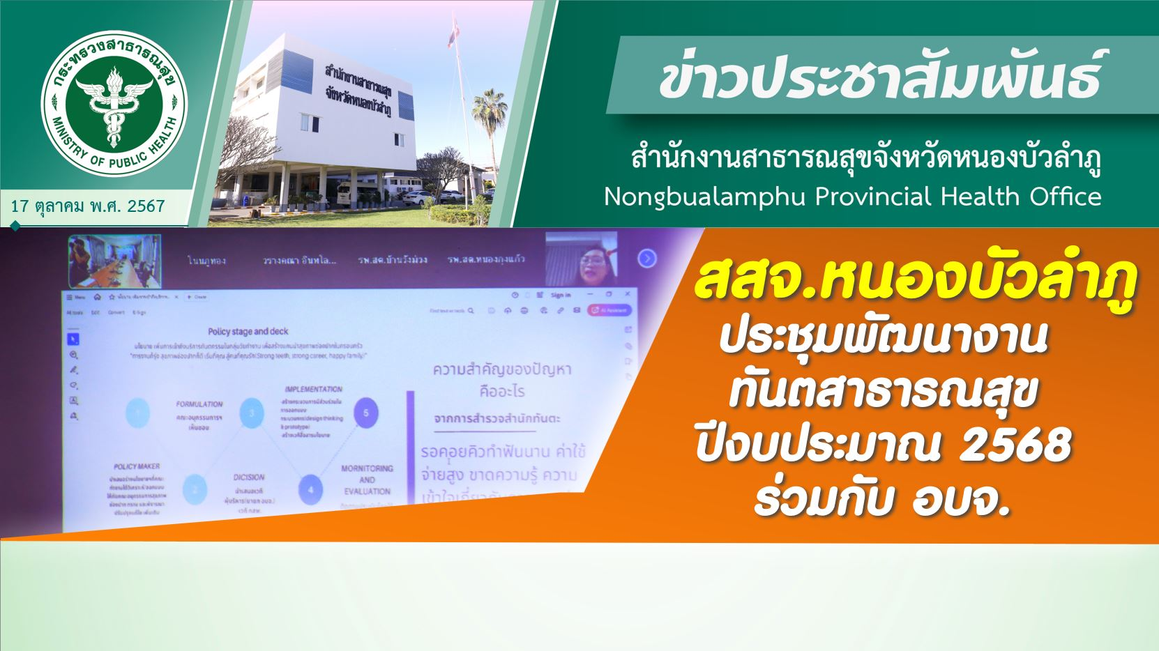 สสจ. หนองบัวลำภู ประชุมพัฒนางานทันตสาธารณสุข ปีงบประมาณ 2568 ร่วมกับ อบจ.