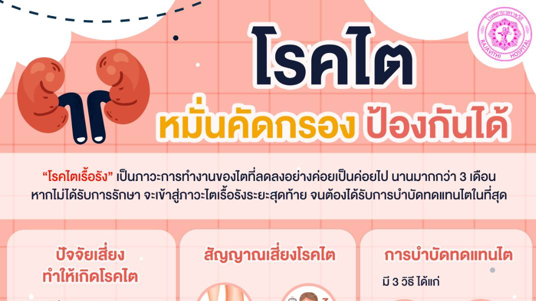 โรงพยาบาลราชวิถีชวนดูแลสุขภาพ หมั่นคัดกรอง ป้องกันโรคไต เนื่องในวันไตโลก