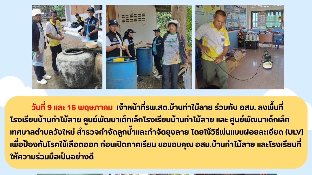 ลงพื้นที่สำรวจกำจัดลูกน้ำและกำจัดยุงลาย เพื่อป้องกันโรคไข้เลือดออก ฯ