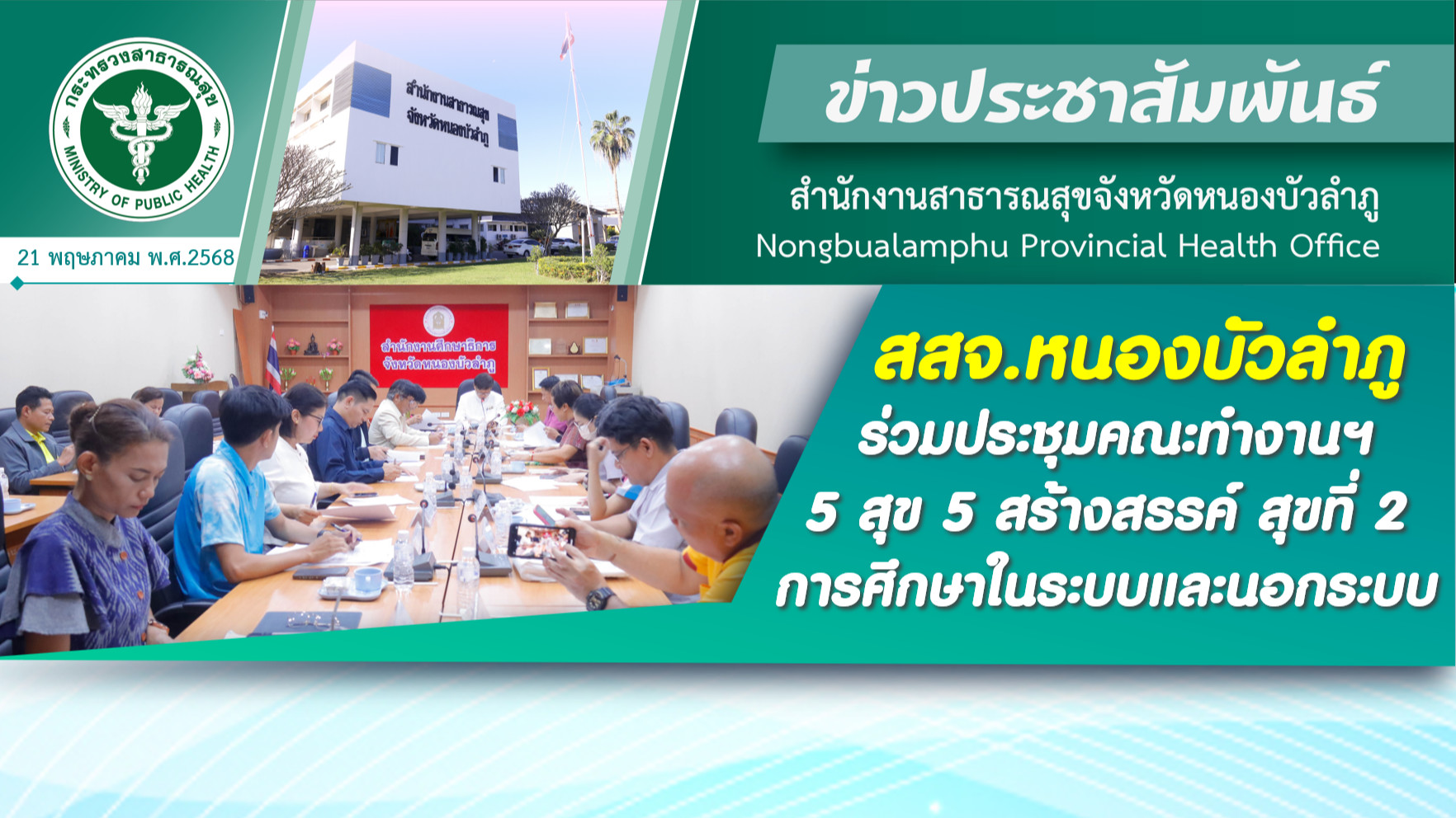 สสจ.หนองบัวลำภู ร่วมประชุมคณะทำงานฯ 5 สุข 5 สร้างสรรค์ สุขที่ 2 การศึกษาในระบบและนอกระบบ