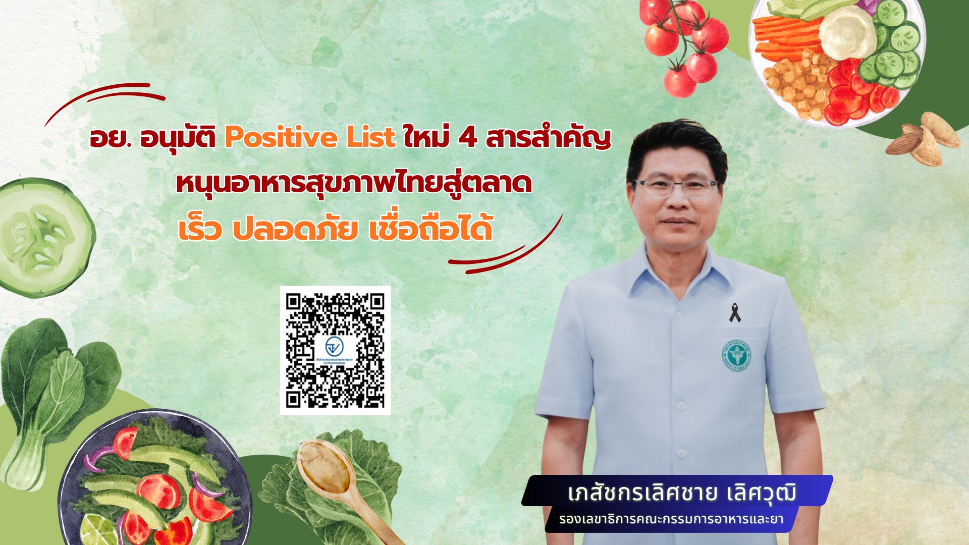 อย. อนุมัติ Positive List ใหม่ 4 สารสำคัญ  หนุนอาหารสุขภาพไทยสู่ตลาดเร็ว ปลอดภัย เชื่อถือได้