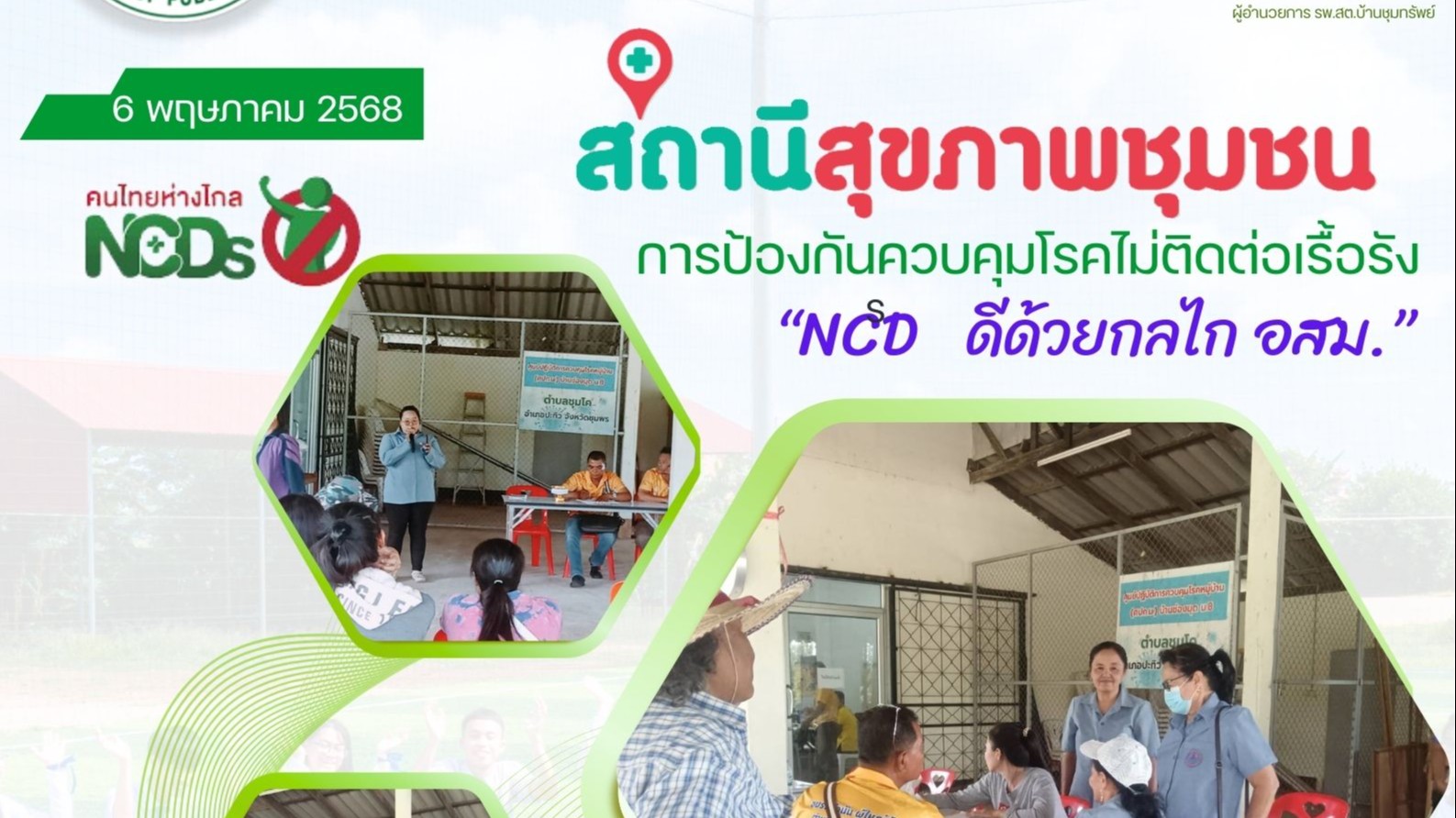 สถานีสุขภาพชุมชนการป้องกันควบคุมโรคไม่ติดต่อเรื้อรัง NCDs ดีด้วยกลไก อสม.