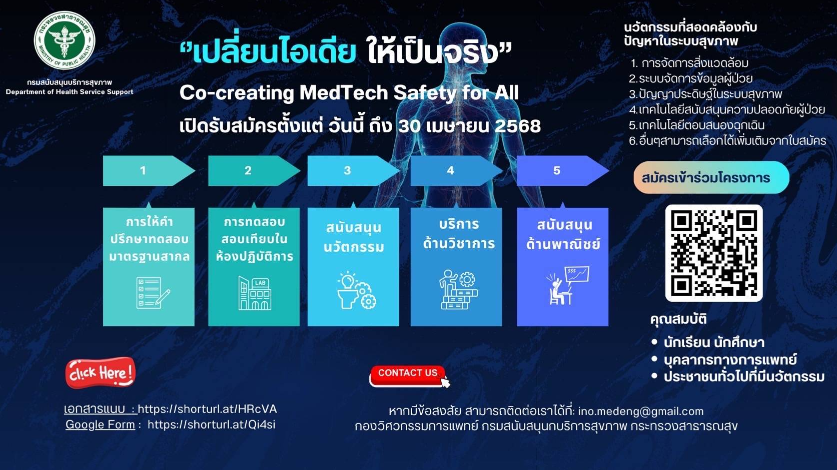 สบส. ชวนร่วมกิจกรรม “Co-Creating MedTech Safety for All” ปั้นนวัตกรรมการแพทย์สู่การใช้งานจริง