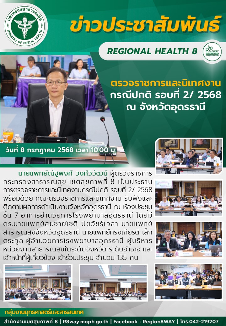 ตรวจราชการและนิเทศงานกรณีปกติ รอบที่ 2/ 2568 ณ จังหวัดอุดรธานี