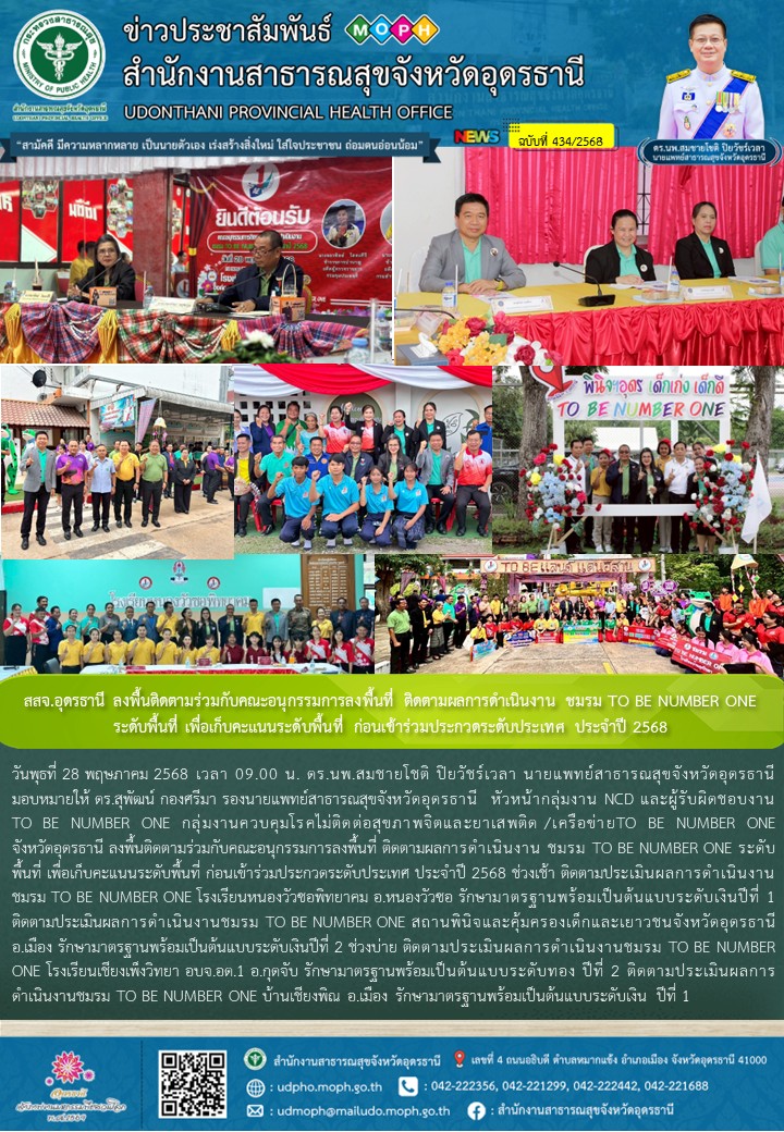 สสจ.อุดรธานี ลงพื้นติดตามร่วมกับคณะอนุกรรมการลงพื้นที่ ติดตามผลการดำเนินงาน ชมรม...