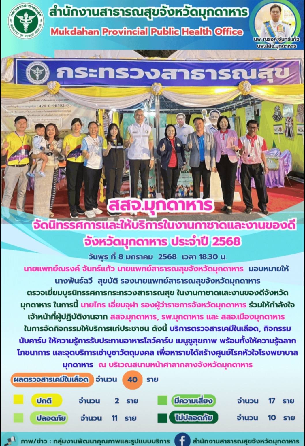 สสจ.มุกดาหาร  จัดนิทรรศการและให้บริการในงานกาชาดและงานของดีจังหวัดมุกดาหาร ประจำปี 2568