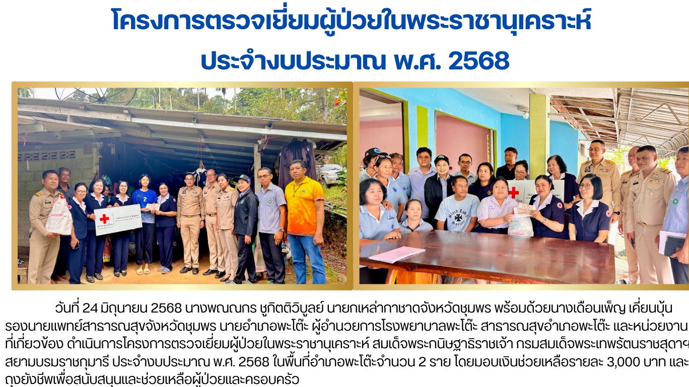 โครงการตรวจเยี่ยมผู้ป่วยในพระราชานุเคราะห์ ประจำปีงบประมาณ พ.ศ. 2568