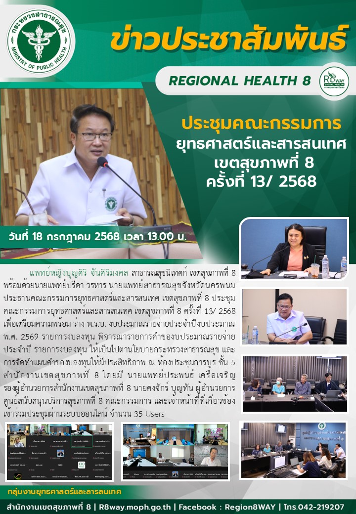 ประชุมคณะกรรมการยุทธศาสตร์และสารสนเทศ เขตสุขภาพที่ 8 ครั้งที่ 13/ 2568