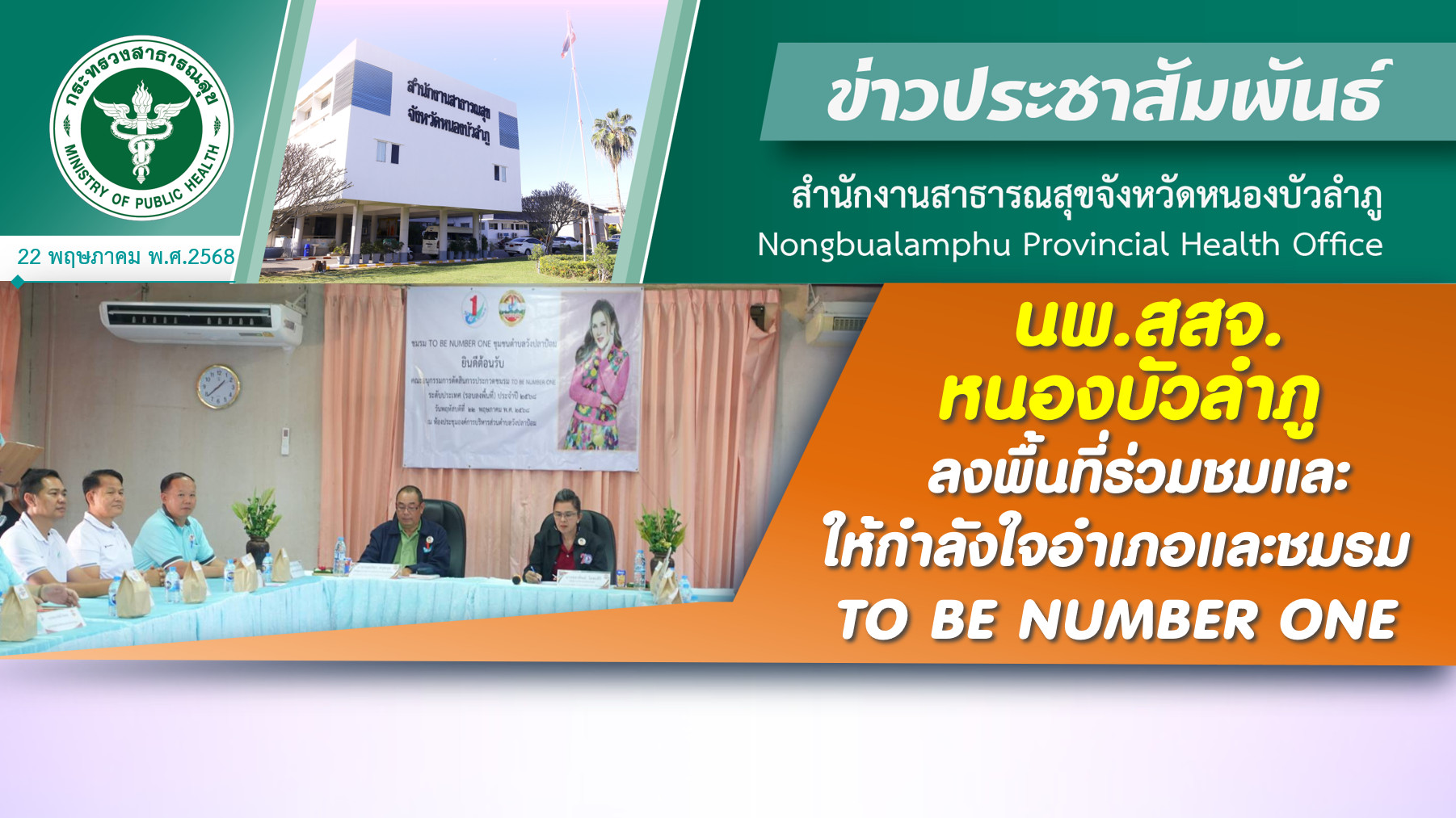 นพ.สสจ.หนองบัวลำภู ลงพื้นที่ร่วมชมและให้กำลังใจอำเภอและชมรม TO BE NUMBER ONE