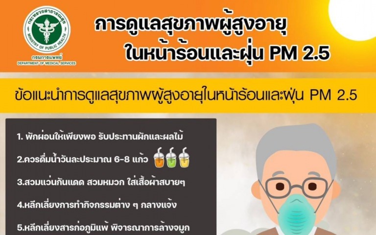 กรมการแพทย์แนะนำการดูแลสุขภาพผู้สูงอายุในหน้าร้อนและฝุ่น PM 2.5