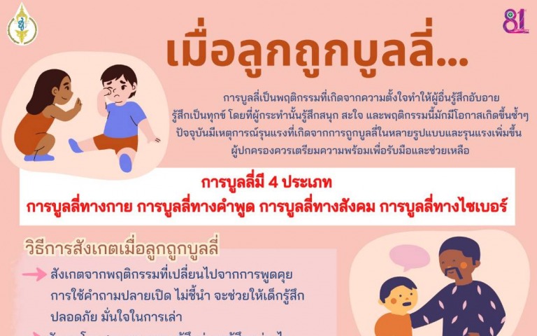 หมอเด็กแนะ ผู้ปกครองดูแลบุตรหลานใกล้ชิดเมื่อลูกถูกบูลลี่