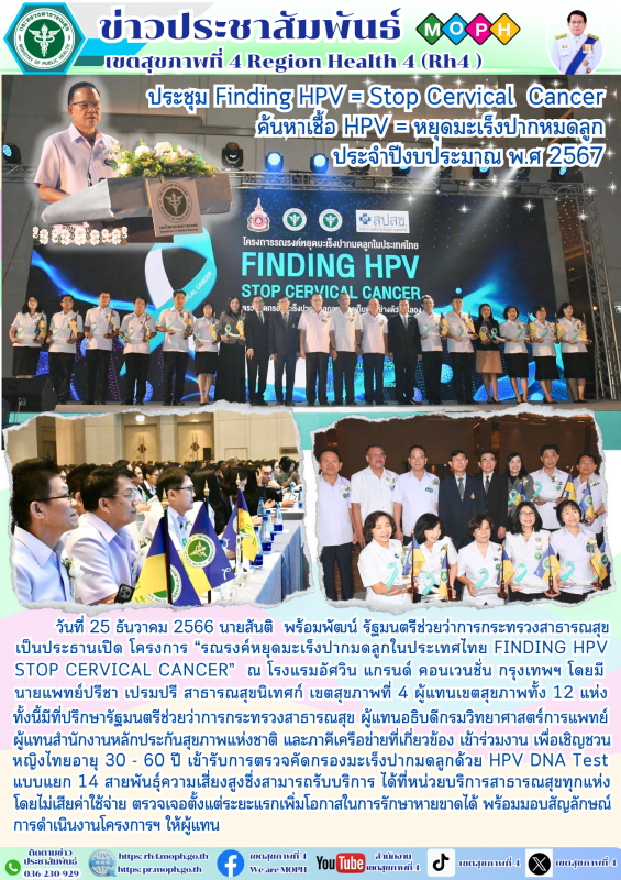 ประชุม Finding HPV = Stop Cervical  Cancer ค้นหาเชื้อ HPV = หยุดมะเร็งปากหมดลูกป...