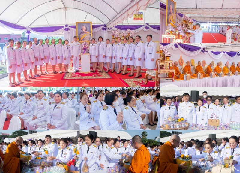 รพ.บุรีรัมย์ ร่วมพิธีทำบุญตักบาตรและพิธีถวายพระพรชัยมงคล เนื่องในวันคล้ายวันพระร...